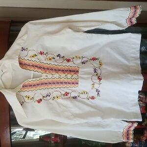 🧡1970's Embroidered Mexican top